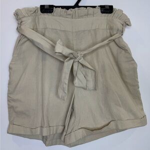Noisy May linen blend Women's Beige Tie-Waist Shorts size medium
